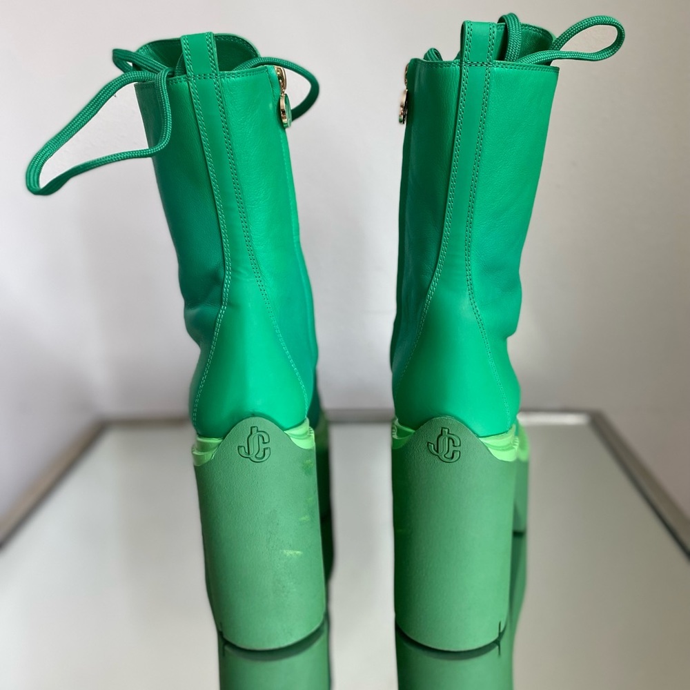 EUC JIMMY CHOO X Sailor Moon Sailor Jupiter Boot 120 In Jupiter Green 35 - Picture 6 of 14